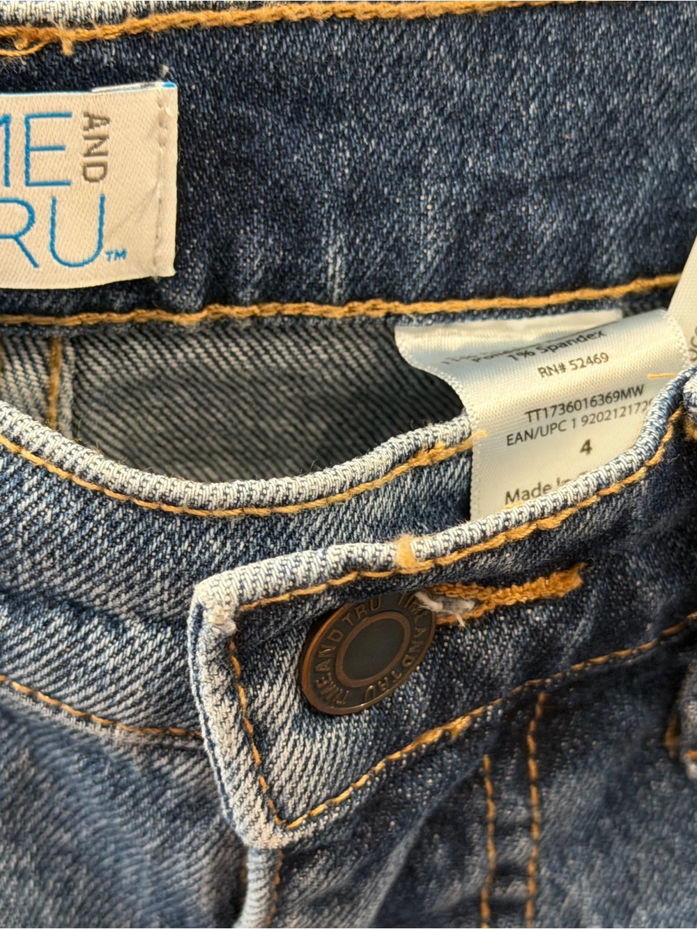 Time and Tru Light Blue High-Rise Jean Shorts, viral, size 4 - Picture 3 of 3